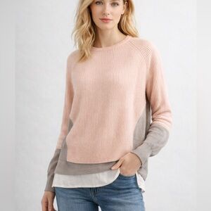 Marc by Marc Jacobs Cashmere Colorblock Sweater Pink Gray Silk Hem M